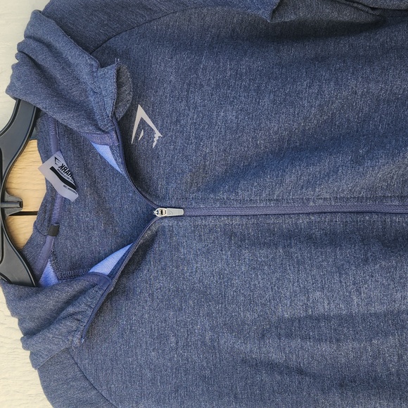 Gymshark Impulse Full Zip Hoodie Sapphire Blue Marl/Light Gray Medium Womens - Picture 2 of 7